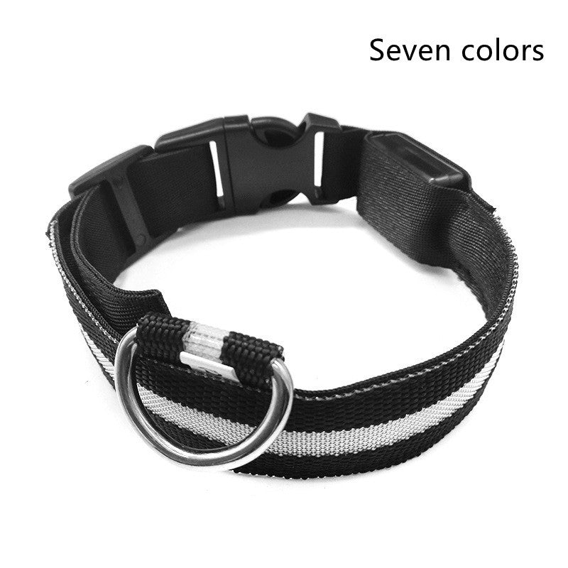 LED Nylon Glow-in-the-Dark Pet Collar – Adjustable, Flashing Night Safety