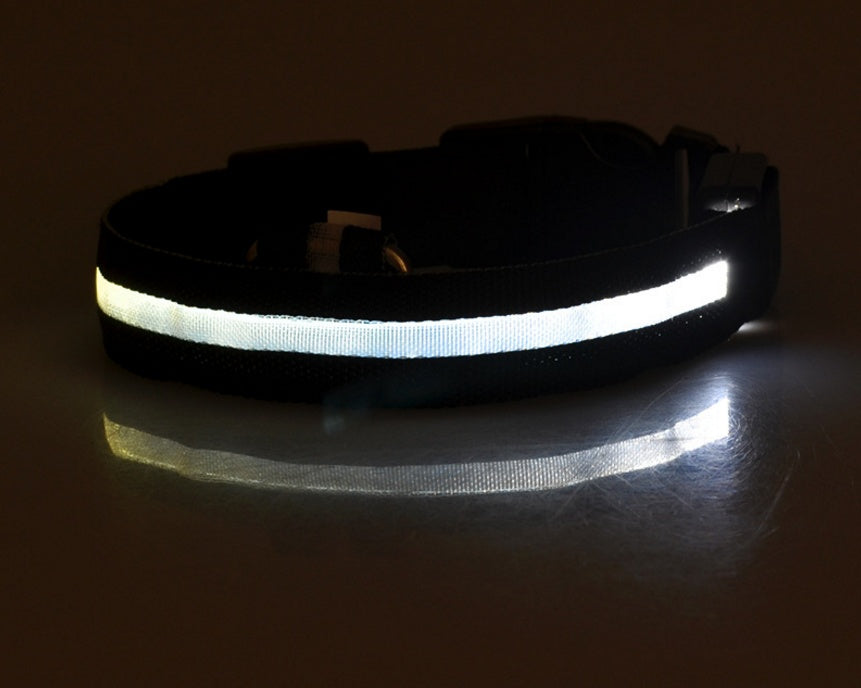 LED Nylon Glow-in-the-Dark Pet Collar – Adjustable, Flashing Night Safety