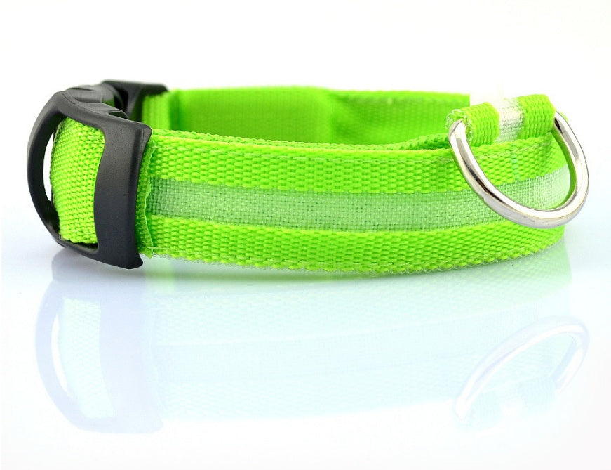 LED Nylon Glow-in-the-Dark Pet Collar – Adjustable, Flashing Night Safety