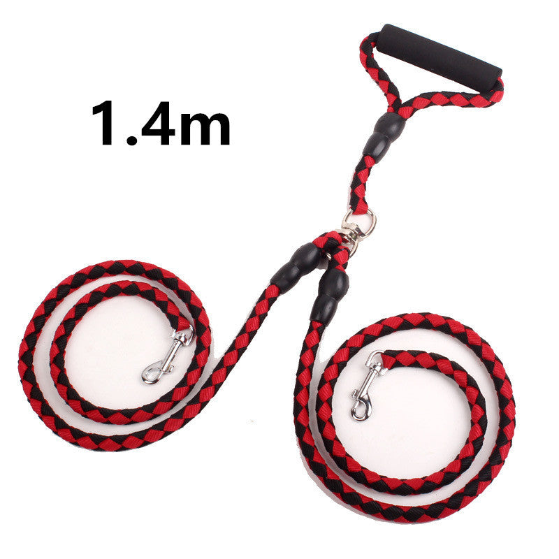 Double-Ended Dog Leash for Walking - 2-in-1 Traction Rope and Collar for Pets