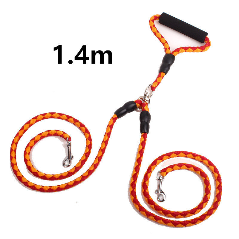 Double-Ended Dog Leash for Walking - 2-in-1 Traction Rope and Collar for Pets