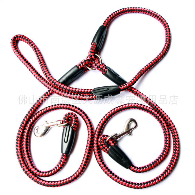 Double-Ended Dog Leash for Walking - 2-in-1 Traction Rope and Collar for Pets