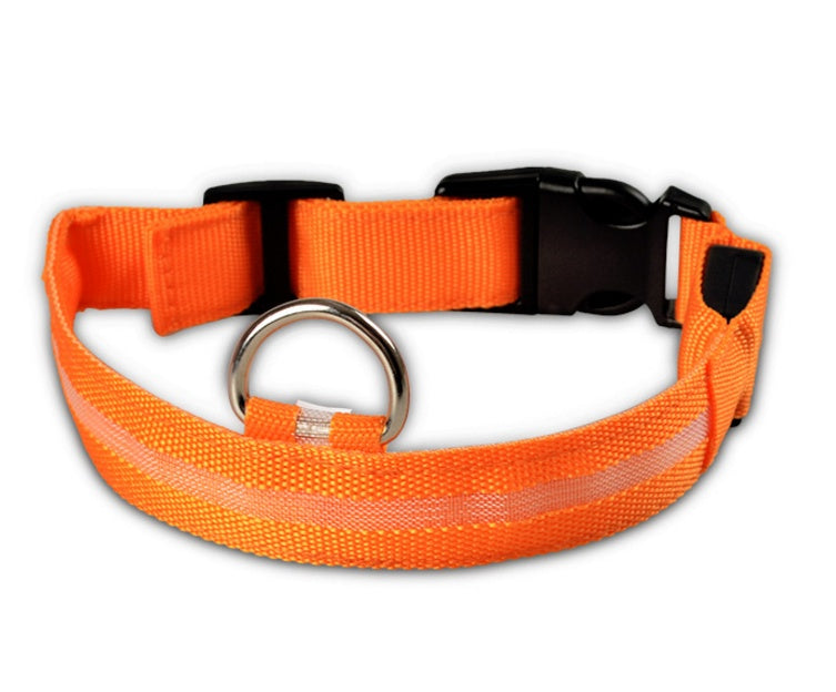 LED Nylon Glow-in-the-Dark Pet Collar – Adjustable, Flashing Night Safety