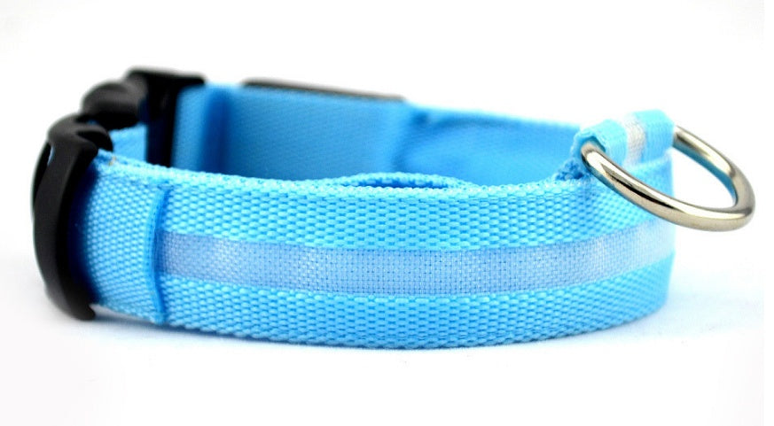 LED Nylon Glow-in-the-Dark Pet Collar – Adjustable, Flashing Night Safety