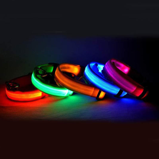 LED Nylon Glow-in-the-Dark Pet Collar – Adjustable, Flashing Night Safety