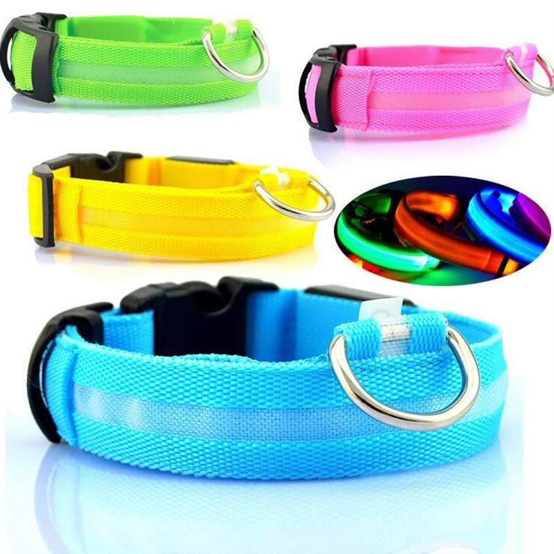 LED Nylon Glow-in-the-Dark Pet Collar – Adjustable, Flashing Night Safety