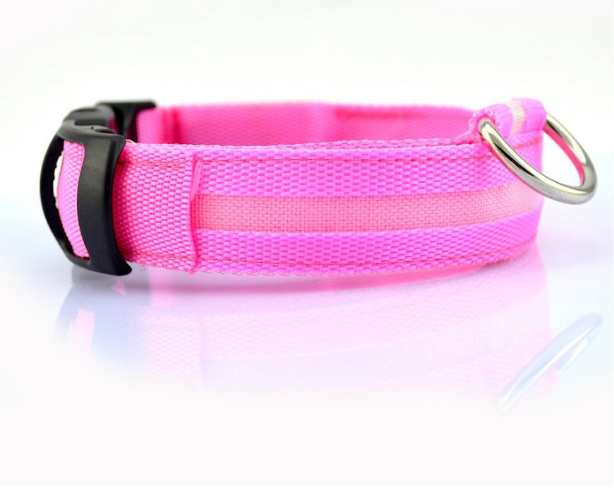 LED Nylon Glow-in-the-Dark Pet Collar – Adjustable, Flashing Night Safety