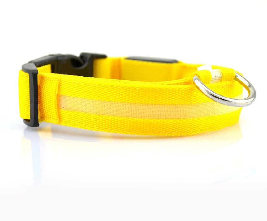 LED Nylon Glow-in-the-Dark Pet Collar – Adjustable, Flashing Night Safety