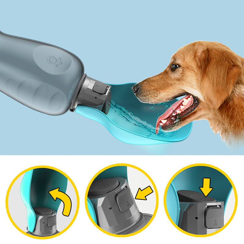 800ml Portable Dog Water Bottle with Foldable Bowl - Leakproof & High Capacity Pet Hydration for Outdoor Walks