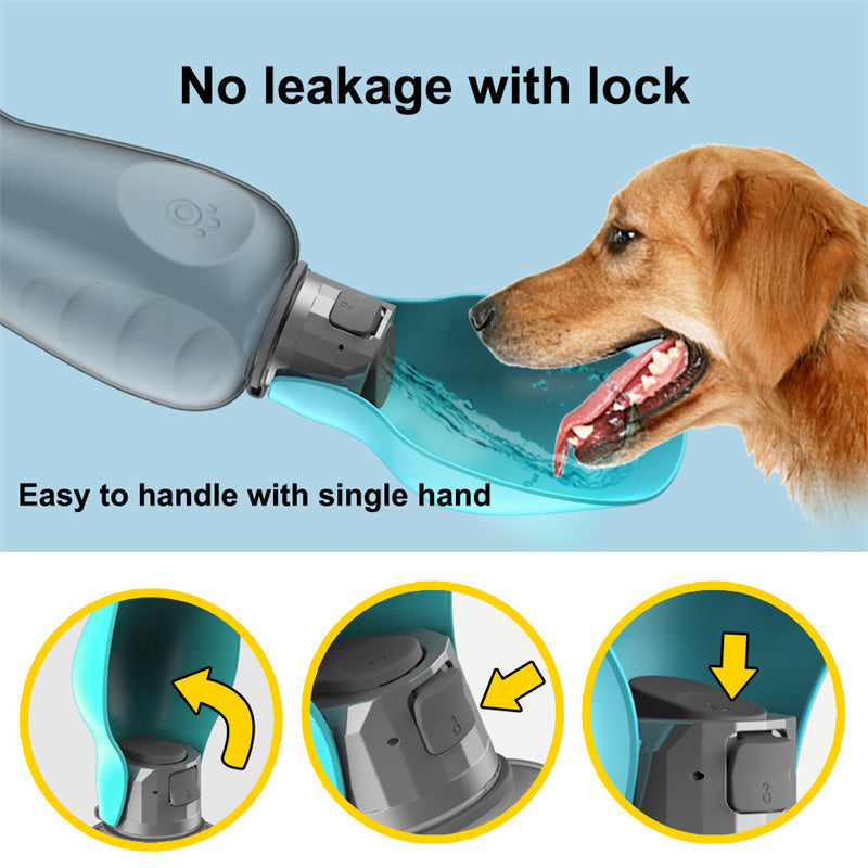 800ml Portable Dog Water Bottle with Foldable Bowl - Leakproof & High Capacity Pet Hydration for Outdoor Walks