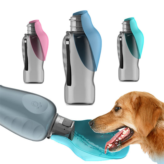 800ml Portable Dog Water Bottle with Foldable Bowl - Leakproof & High Capacity Pet Hydration for Outdoor Walks