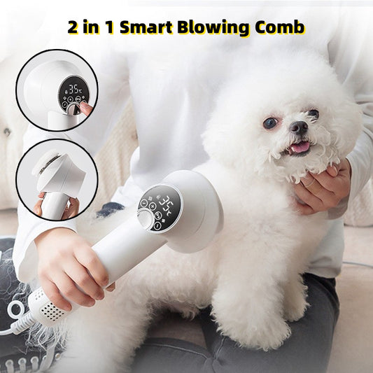 Smart Pet Hair Dryer & Grooming Comb – Silent, Safe Blow Dryer for Cats & Dogs